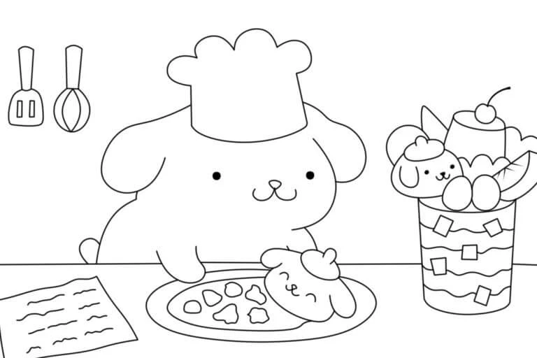 Pompompurin boyama sayfası – yaratıcılık, eğlenceli etkinlik
