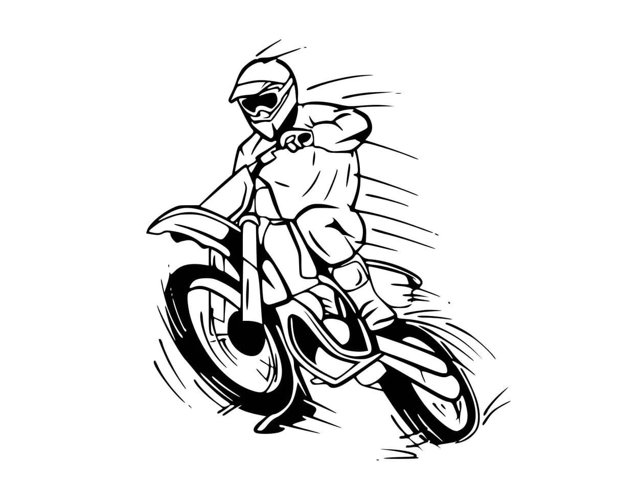 Motokros boyama sayfası – boyama çalışması, yaratıcılığı geliştirir