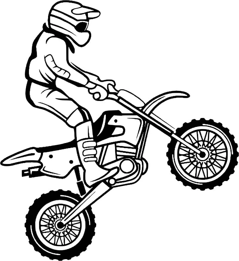 Motokros boyama sayfası – PDF indir, sevimli karakter