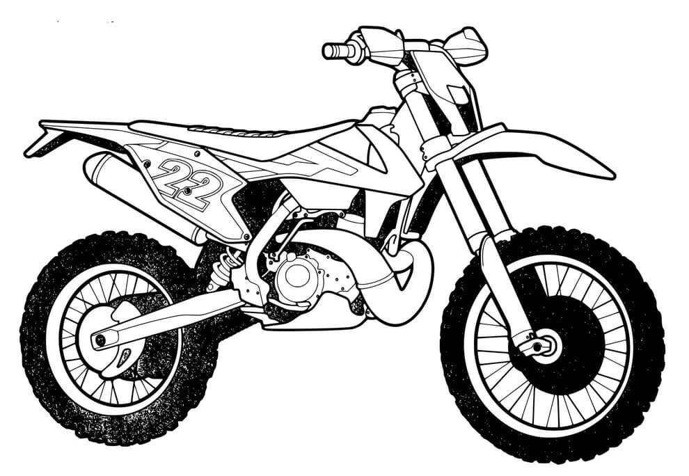 Motokros boyama sayfası – sevimli karakter, sanatsal çalışma