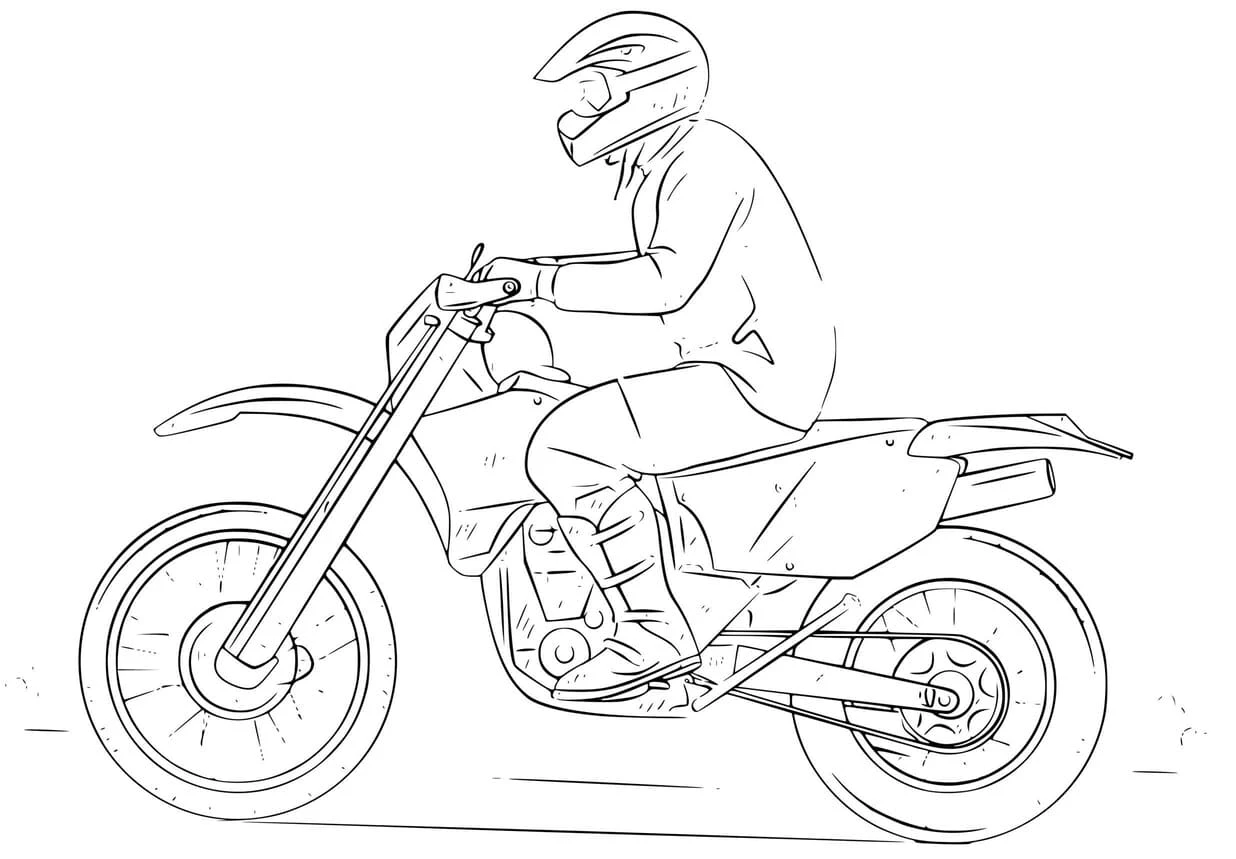 Motokros boyama sayfası – PDF indir, sevimli karakter