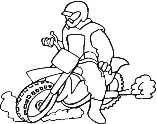Motokros boyama sayfası – çocuklar için, çizgi film temalı