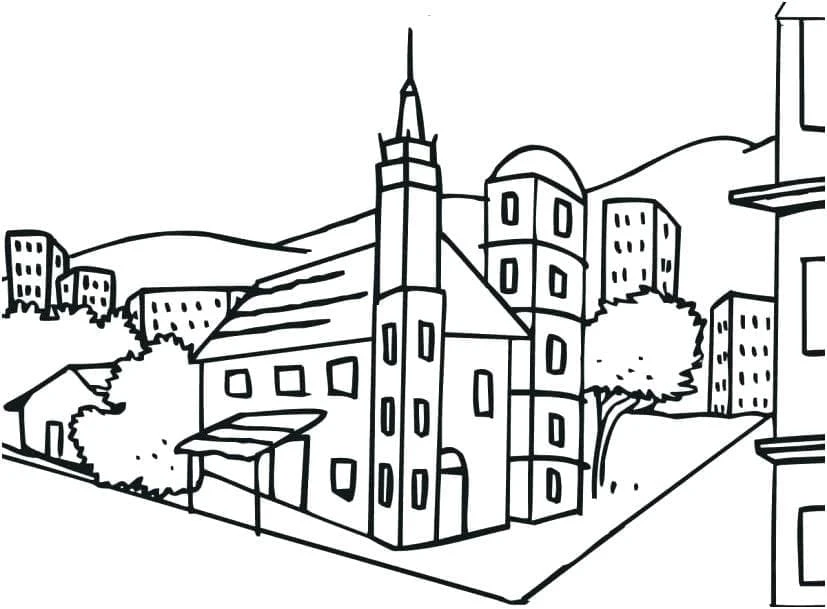 Şehir boyama sayfası – boyama çalışması, yaratıcılığı geliştirir