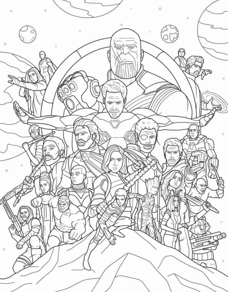 Marvel boyama sayfası – sevimli karakter, sanatsal çalışma