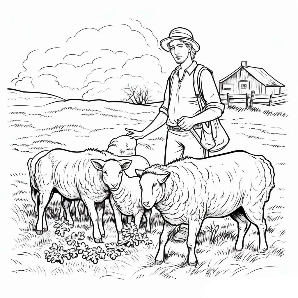 Çoban boyama sayfası – kolay boyama, eğitici aktivite