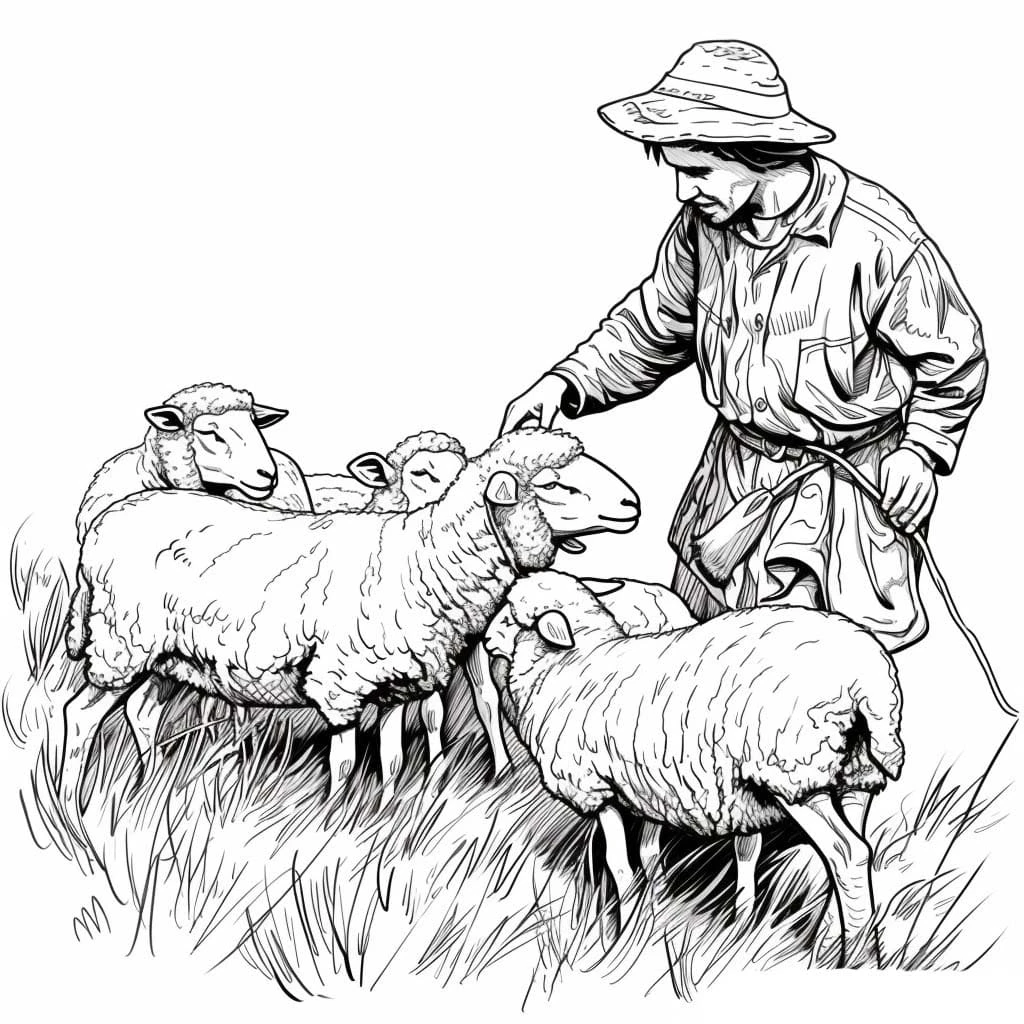 Çoban boyama sayfası – eğitici aktivite, yaratıcılık