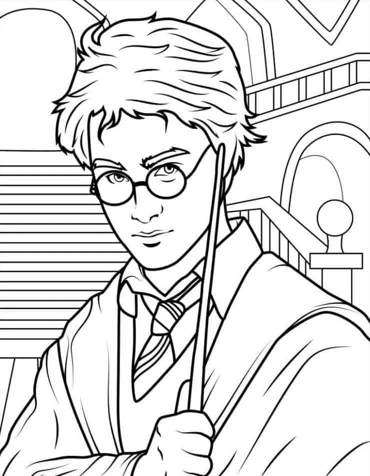 Harry Potter boyama sayfası – çocuk aktivitesi, PDF indir