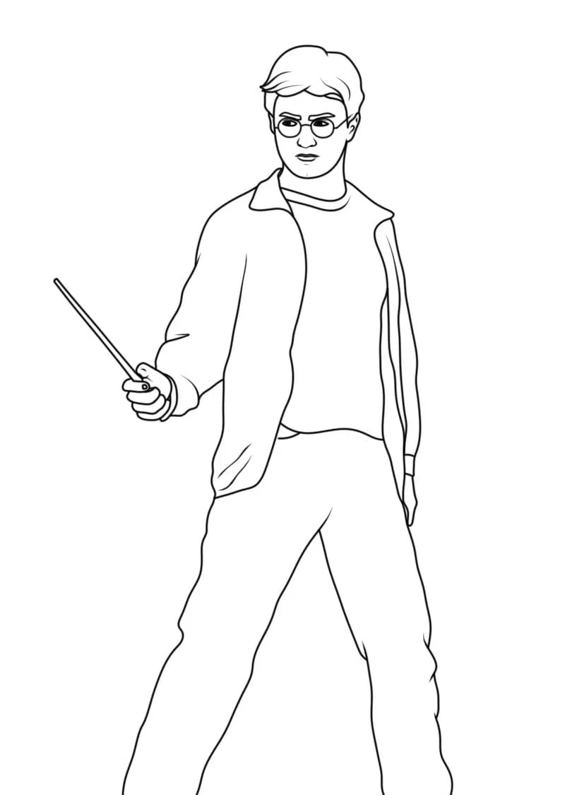 Harry Potter boyama sayfası – basit çizim, kolay boyama