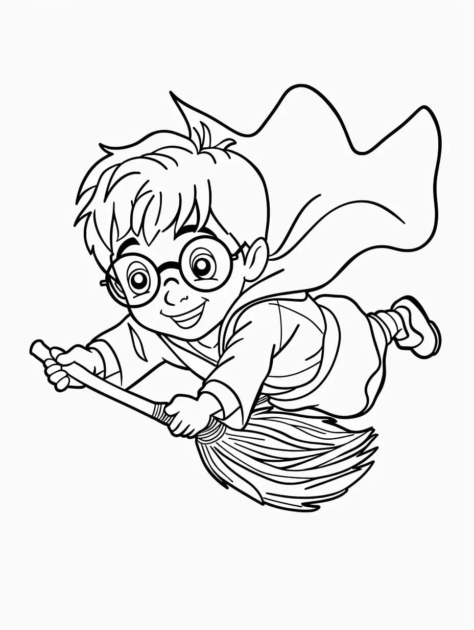 Harry Potter boyama sayfası – çizgi film temalı, basit çizim