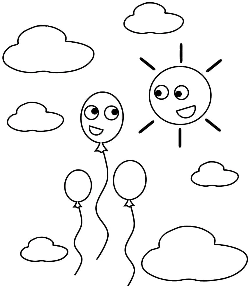 Balon boyama sayfası – eğlenceli etkinlik, el becerilerini geliştirir
