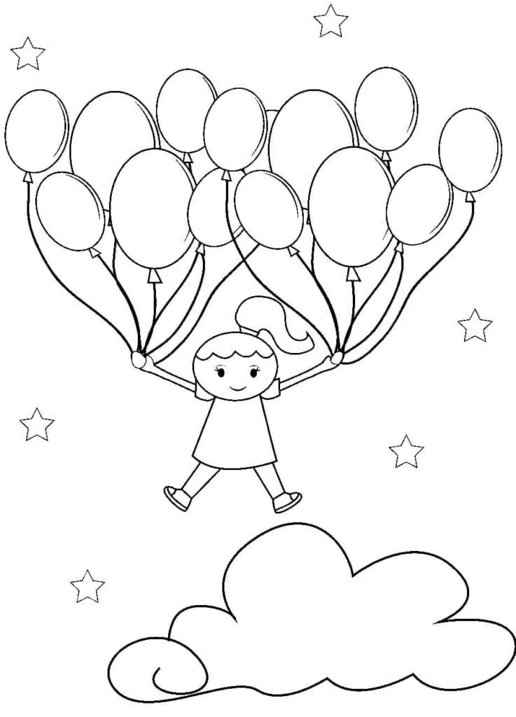 Balon boyama sayfası – çocuk aktivitesi, PDF indir