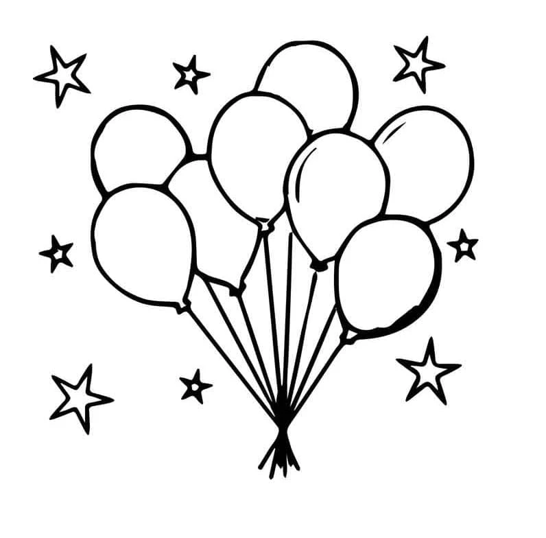 Balon boyama sayfası – basit çizim, kolay boyama