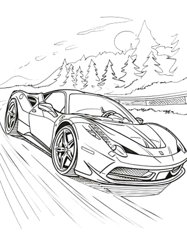 Ferrari boyama sayfası – yaratıcılığı geliştirir, keyifli zaman