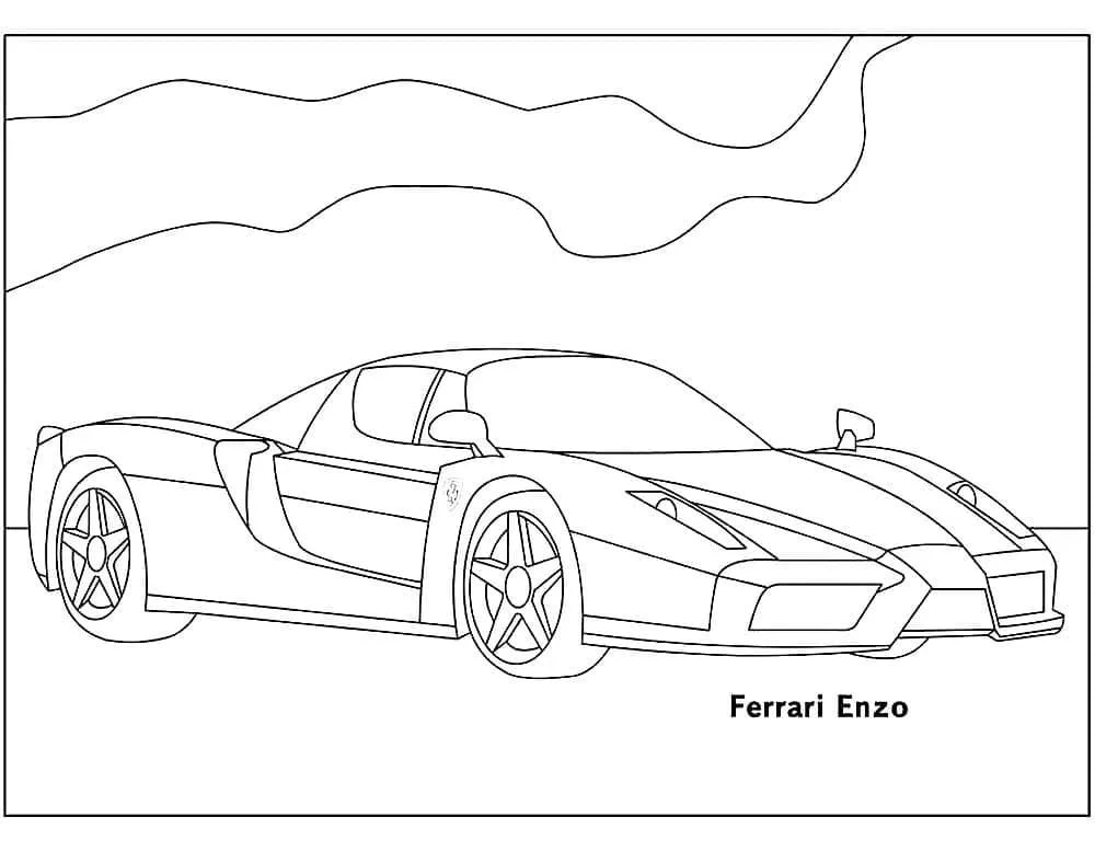 Ferrari boyama sayfası – çizgi film temalı, basit çizim