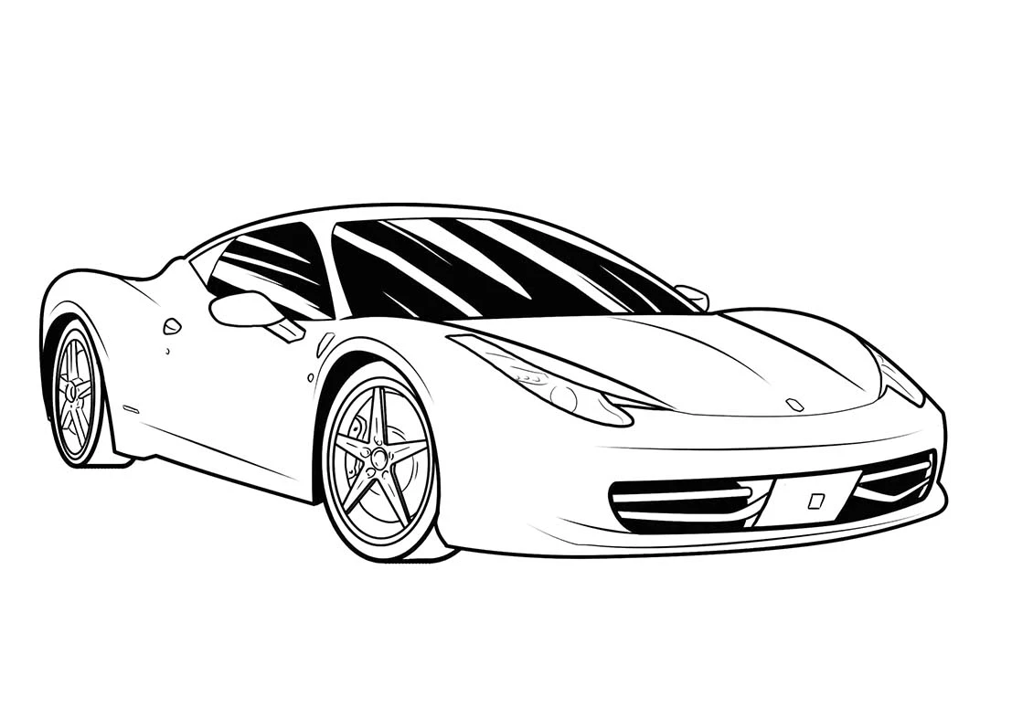 Ferrari boyama sayfası – sanatsal çalışma, çocuklar için