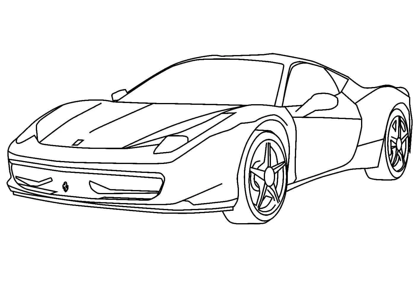Ferrari boyama sayfası – basit çizim, kolay boyama