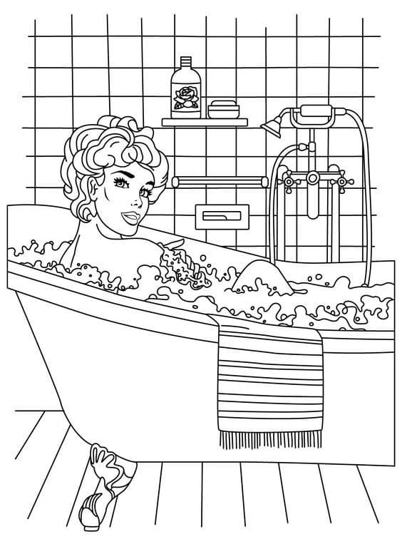 Banyo boyama sayfası – çocuklar için, çizgi film temalı