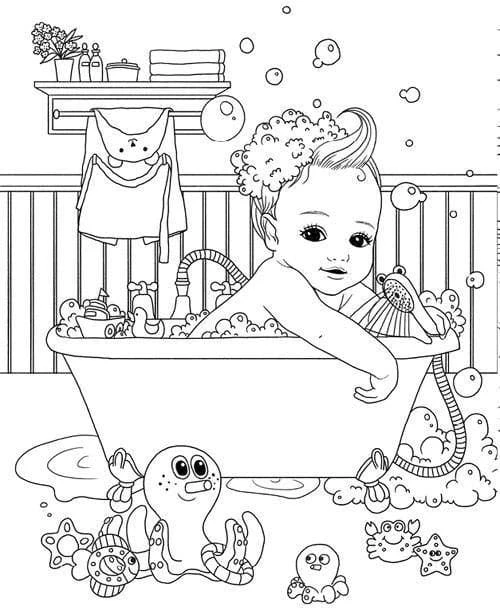 Banyo boyama sayfası – okul öncesi, evde etkinlik