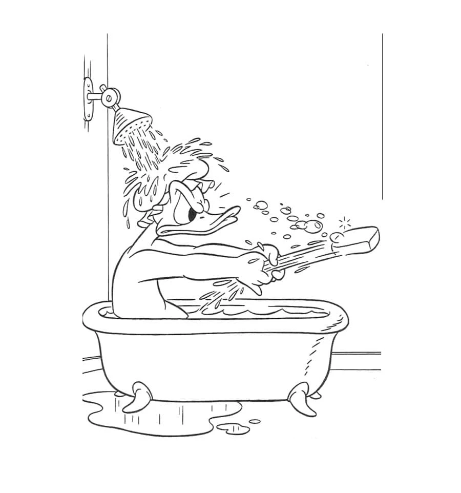 Banyo boyama sayfası – sevimli karakter, sanatsal çalışma