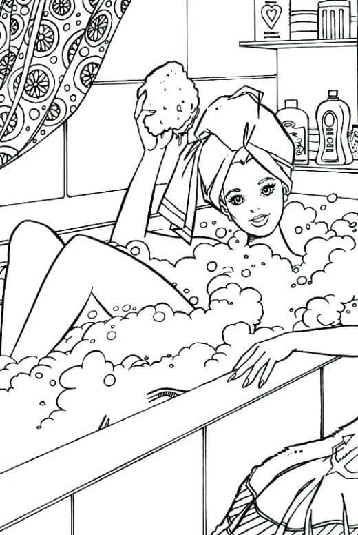 Banyo boyama sayfası – basit çizim, kolay boyama