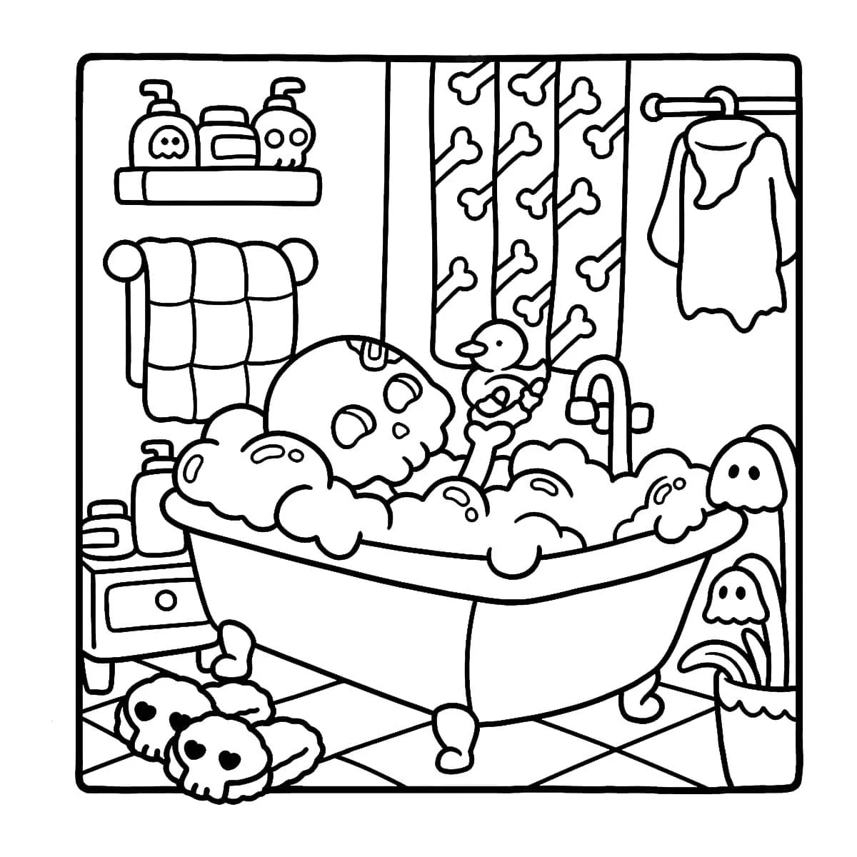 Banyo boyama sayfası – boyama çalışması, yaratıcılığı geliştirir