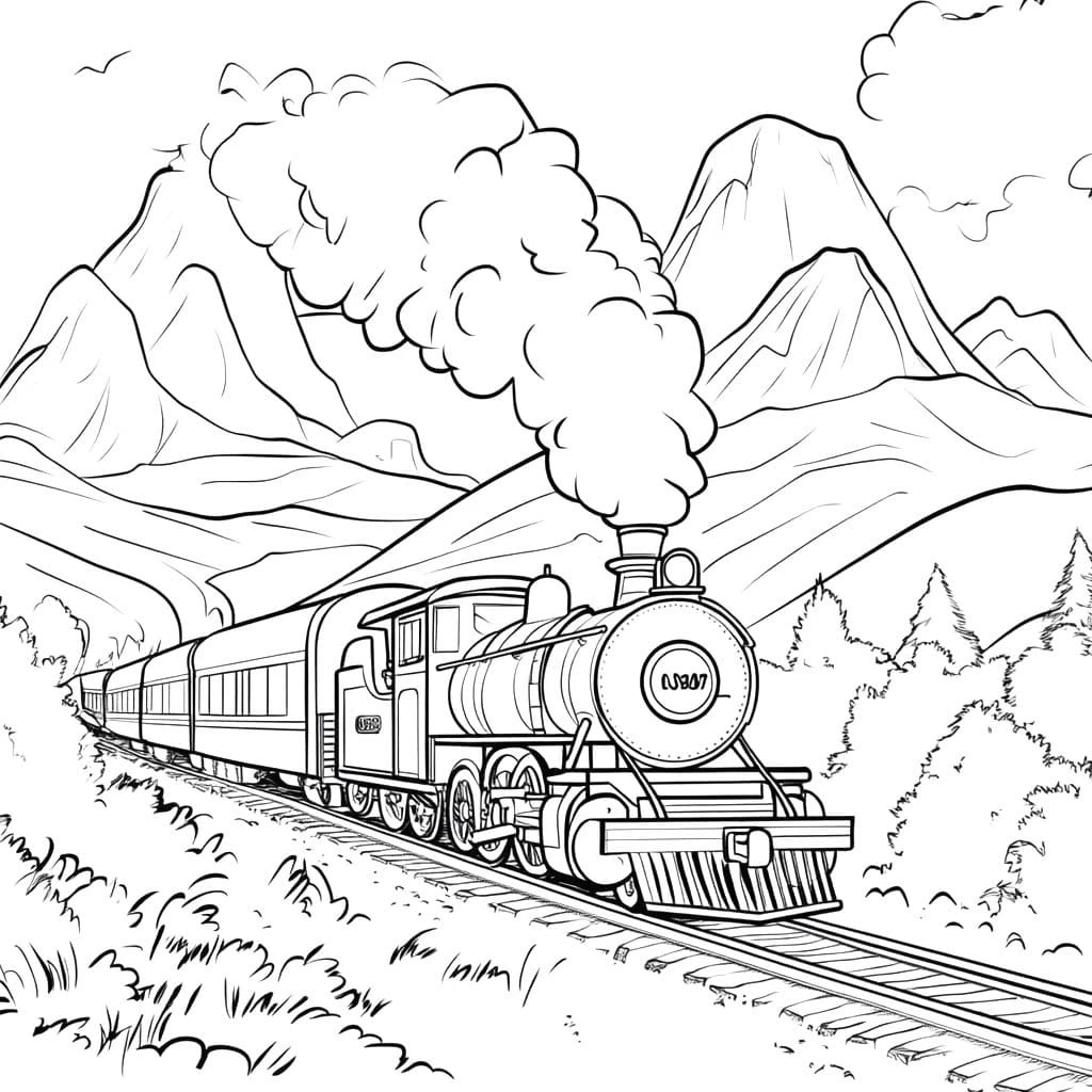 Tren boyama sayfası – PDF indir, sevimli karakter