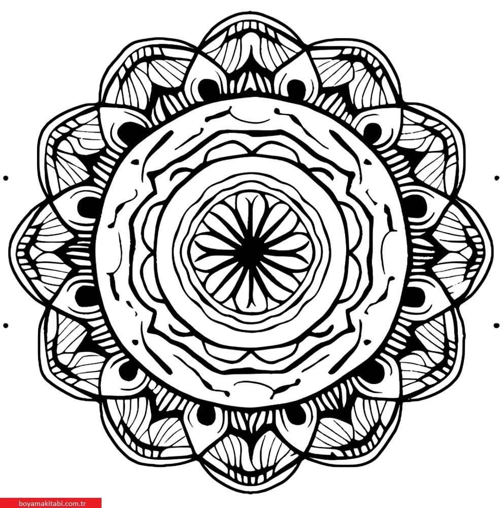 Mandala boyama sayfası – PDF indir, sevimli karakter