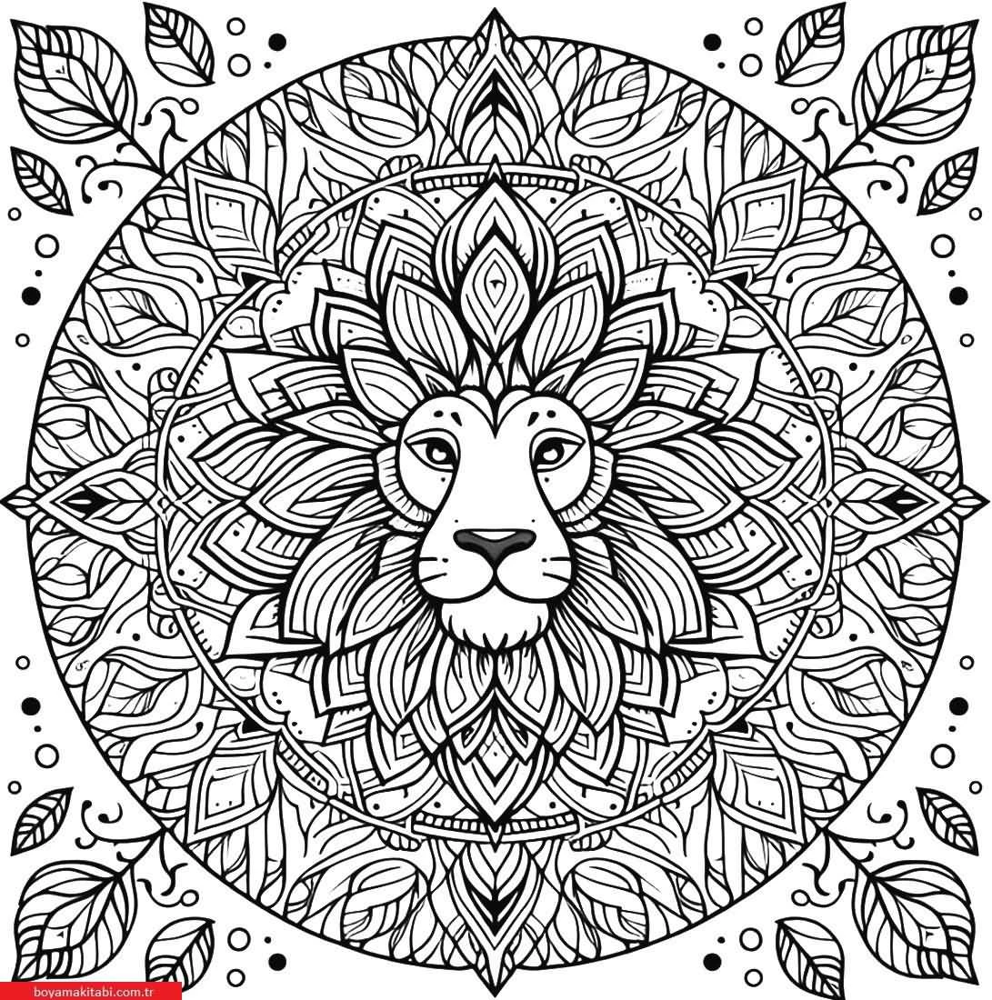 Mandala Hayvanlar boyama sayfası – sevimli karakter, sanatsal çalışma