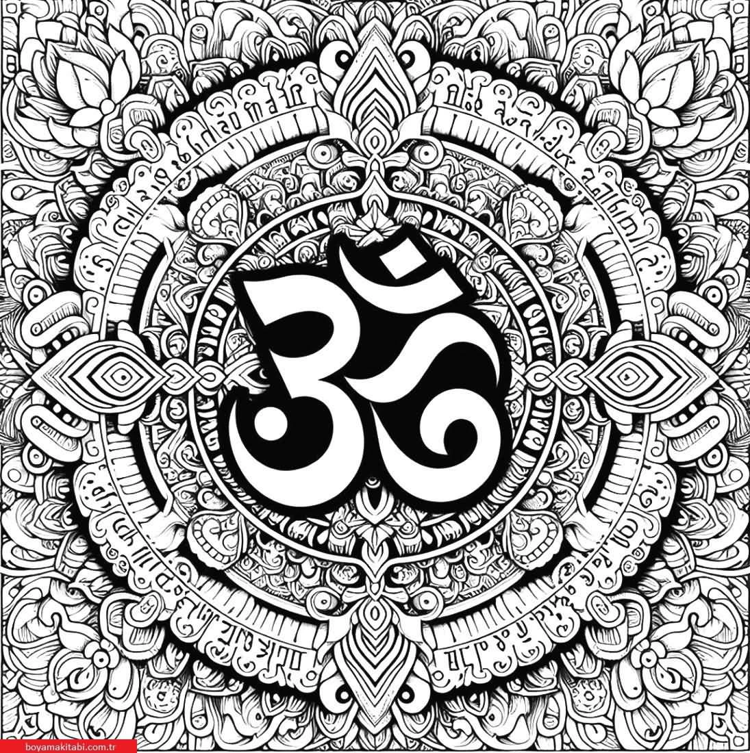 Mantra Mandalaları boyama sayfası – yaratıcılık, eğlenceli etkinlik