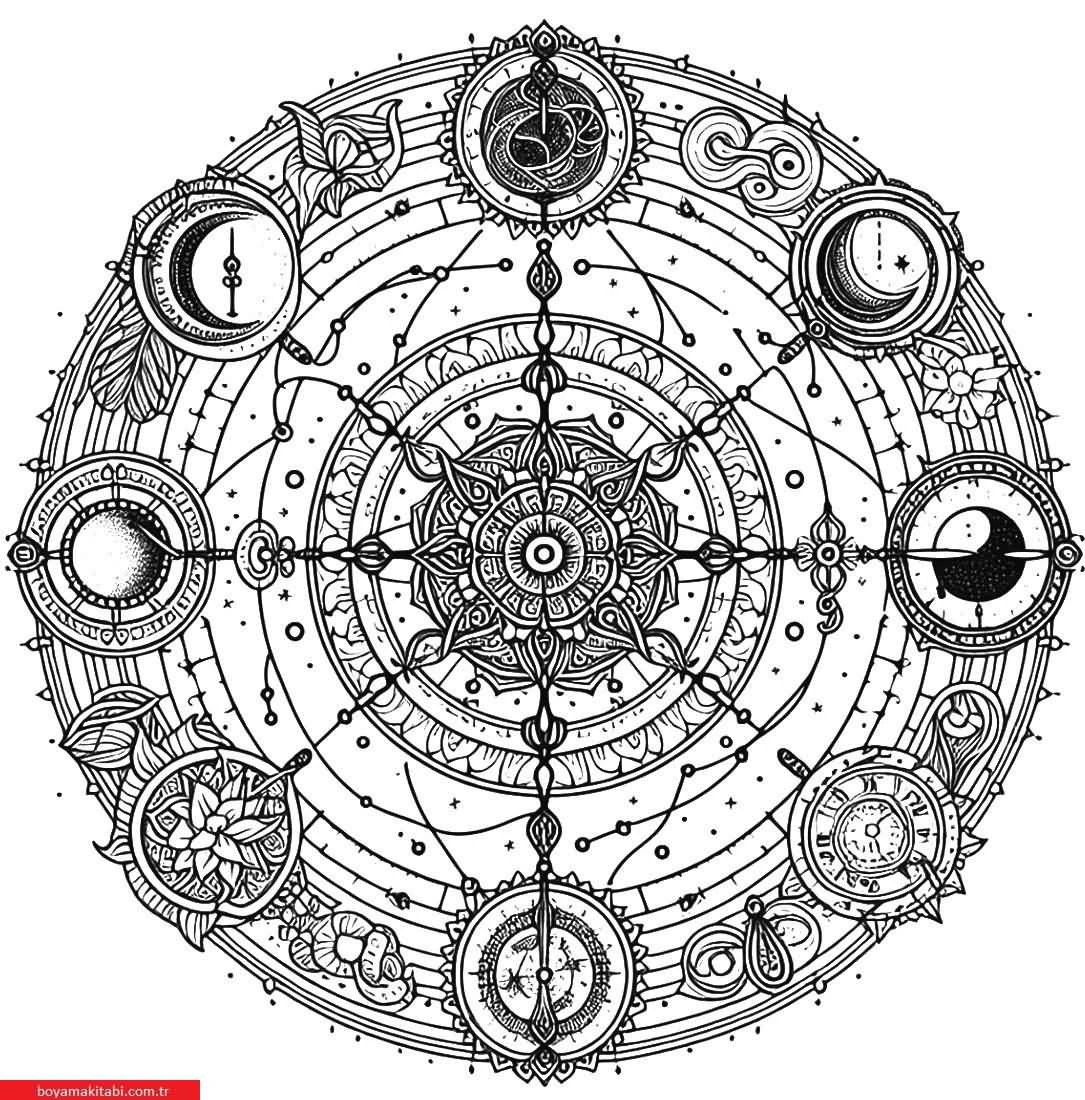 Kalachakra Mandalaları boyama sayfası – okul öncesi, evde etkinlik