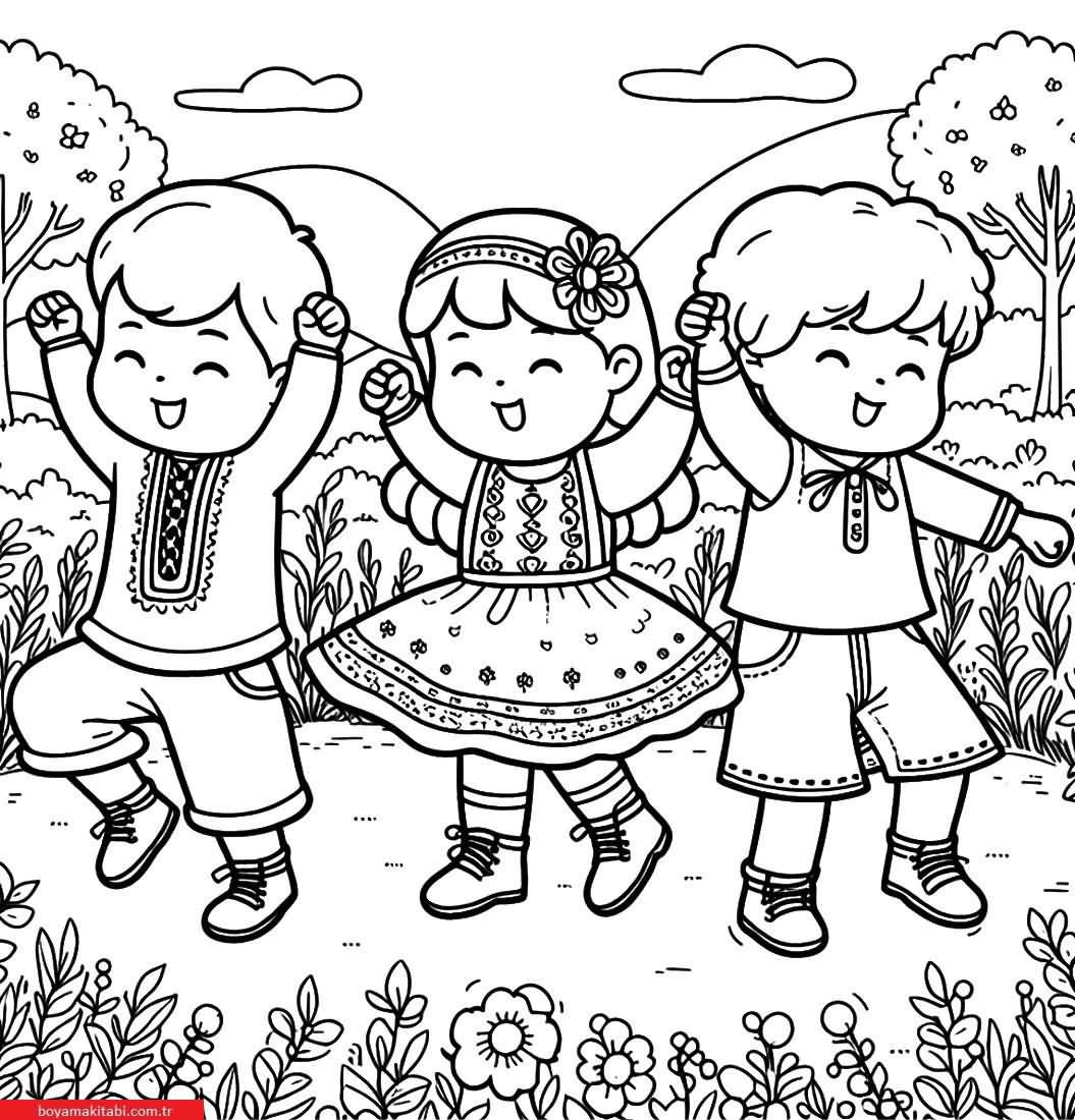 Dans boyama sayfası – eğlenceli etkinlik, el becerilerini geliştirir