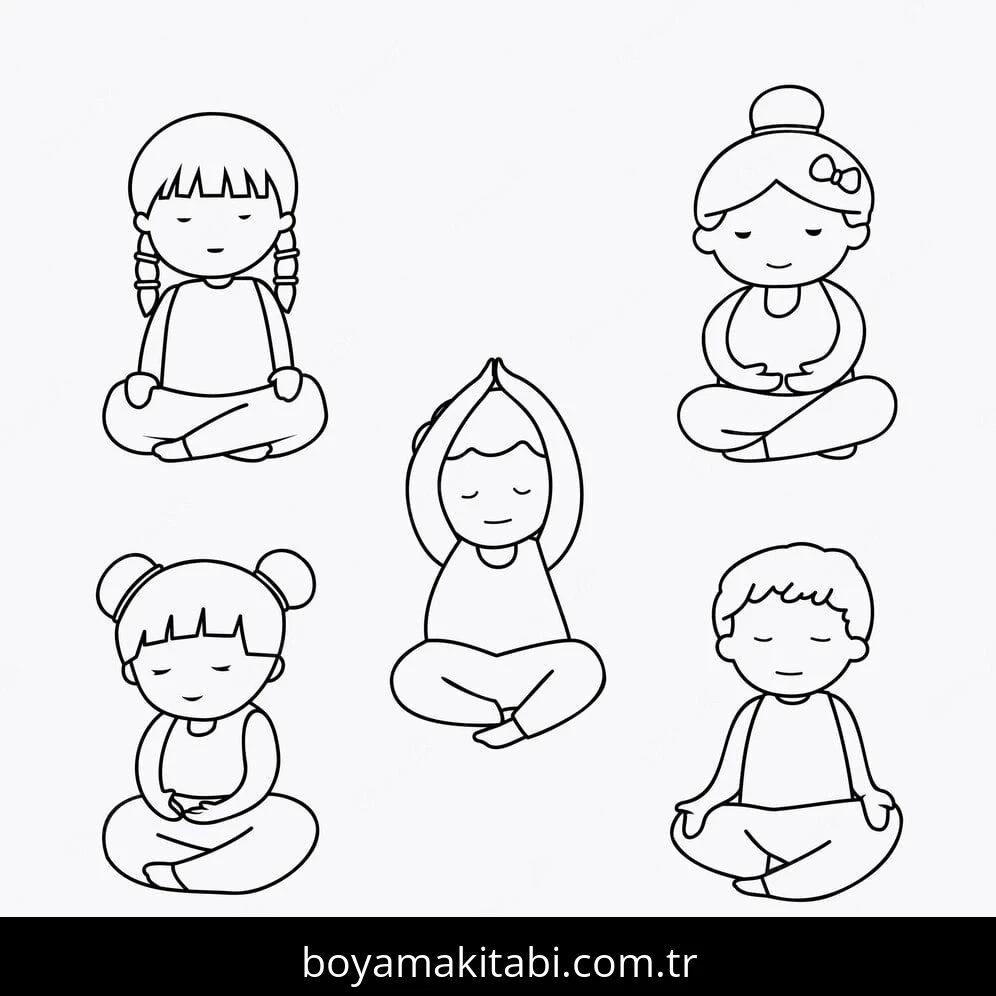 Yoga boyama sayfası #4 – çocuklar için, çizgi film temalı