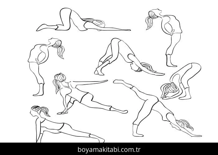 Yoga boyama sayfası #6 – eğlenceli etkinlik, el becerilerini geliştirir