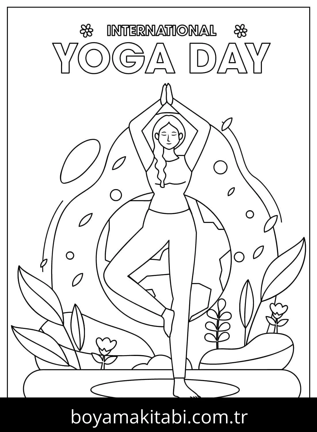Yoga boyama sayfası #27 – sınıf etkinliği, kolay indirilebilir