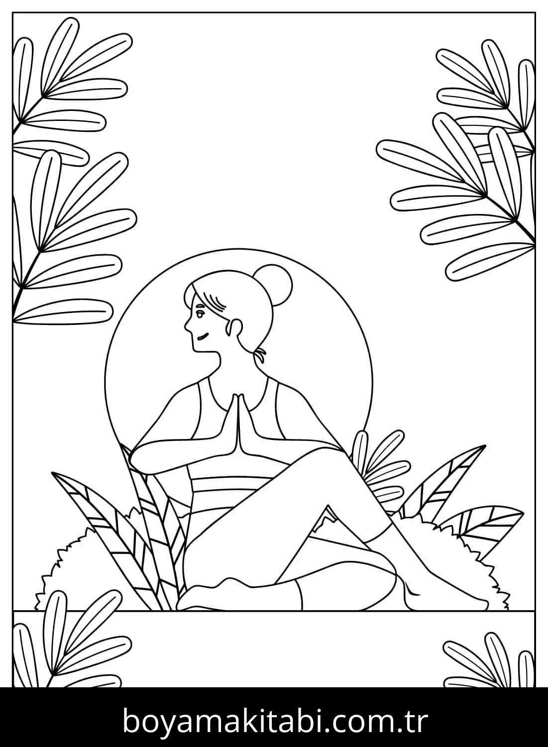 Yoga boyama sayfası #32 – sabır ve özgüven kazandırır, yaratıcı sanat çalışması