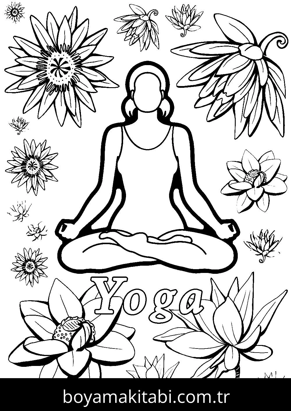 Yoga boyama sayfası #46 – eğlenceli etkinlik, el becerilerini geliştirir
