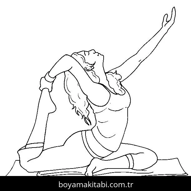 Yoga boyama sayfası #51 – çizgi film temalı, basit çizim