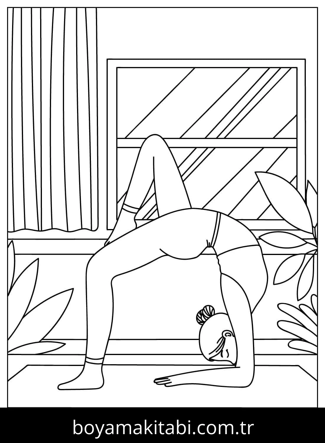 Yoga boyama sayfası – eğlenceli etkinlik, el becerilerini geliştirir