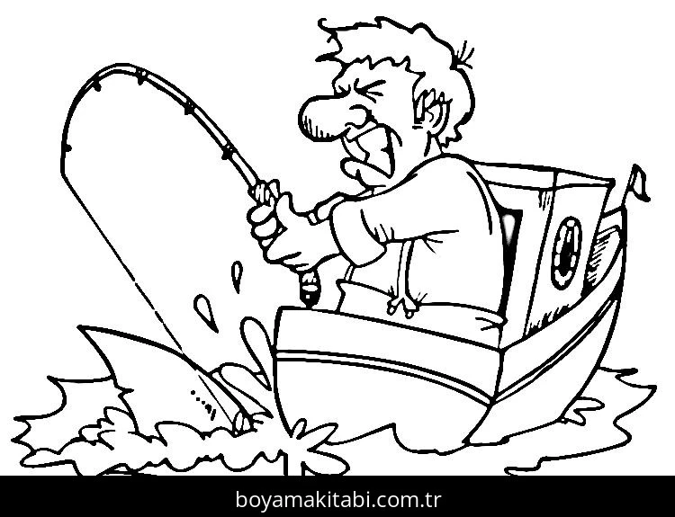 Balık Tutma boyama sayfası – keyifli zaman, renkli çizimler