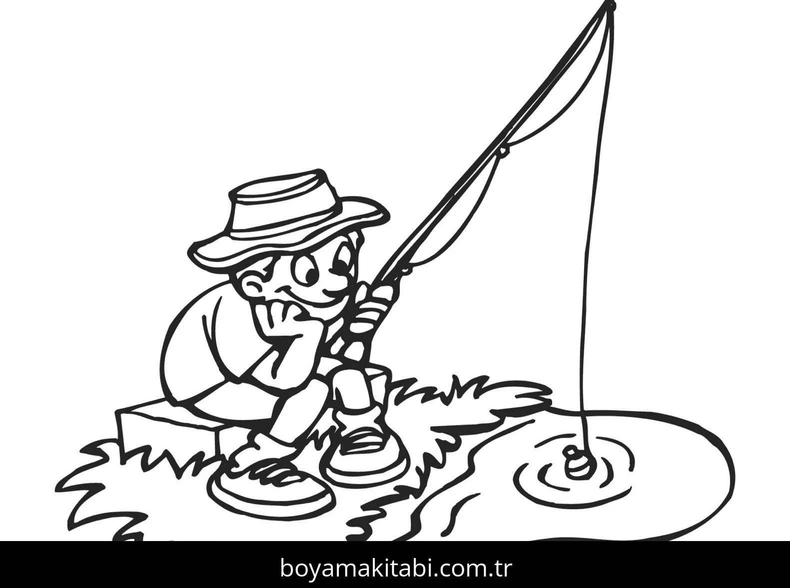 Balık Tutma boyama sayfası – sanatsal çalışma, çocuklar için