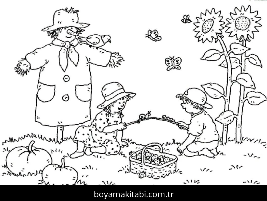 Çiftlik boyama sayfası #37 – çocuklar için, çizgi film temalı