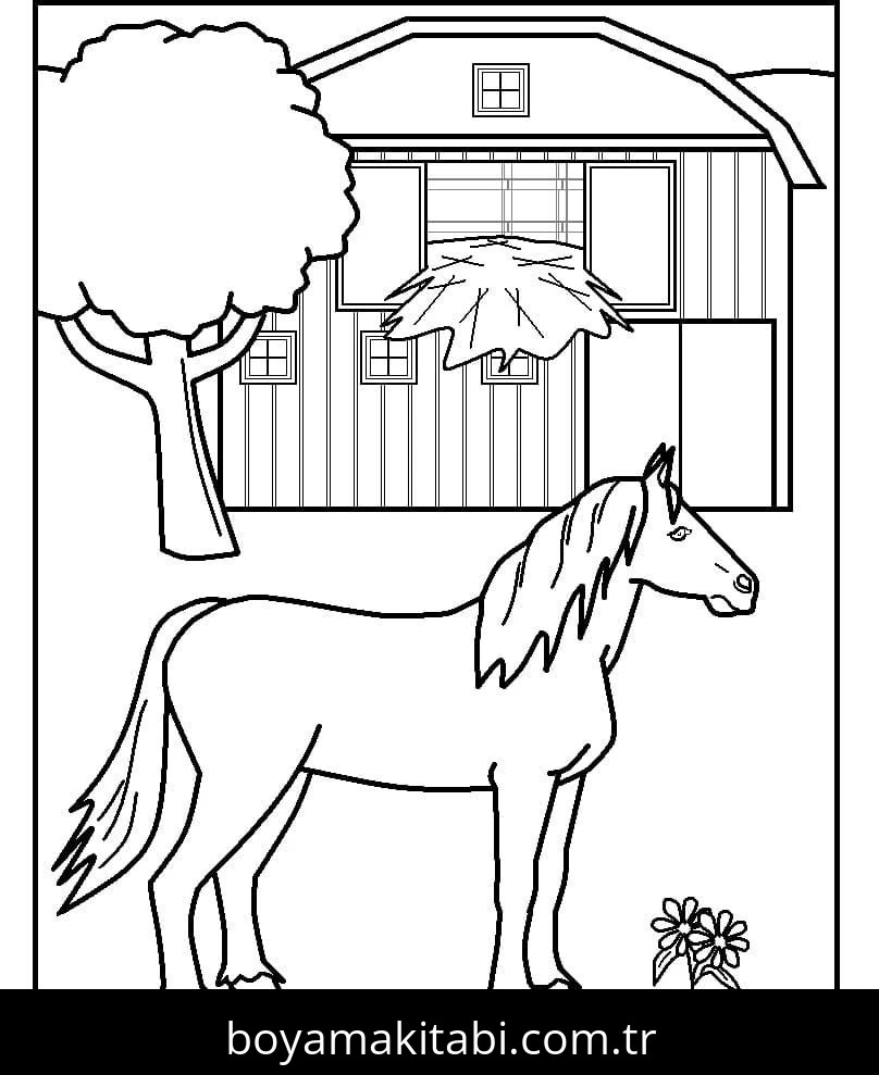 Çiftlik boyama sayfası – çocuk aktivitesi, PDF indir