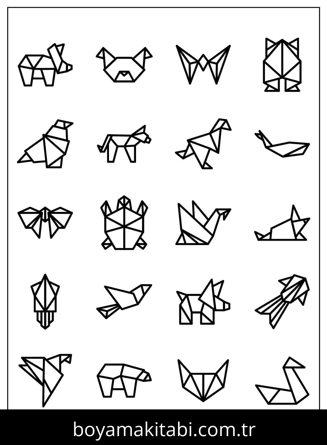Origami boyama sayfası – yaratıcılık, eğlenceli etkinlik