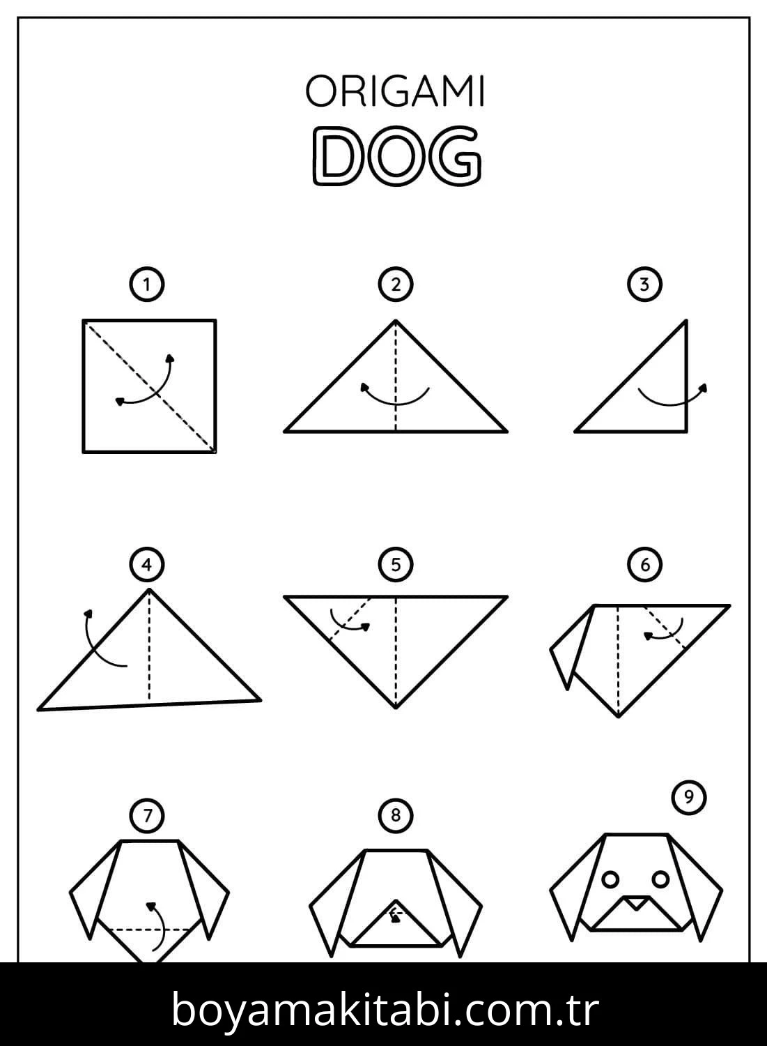 Origami boyama sayfası – el becerilerini geliştirir, boyama çalışması