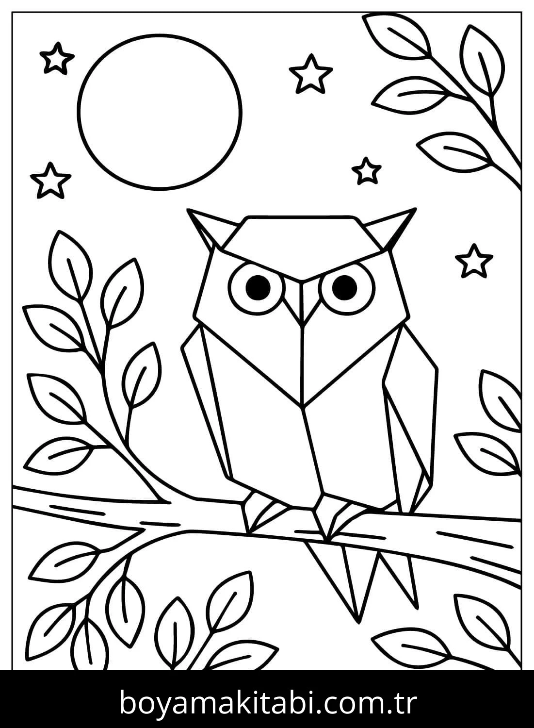 Origami boyama sayfası – PDF indir, sevimli karakter