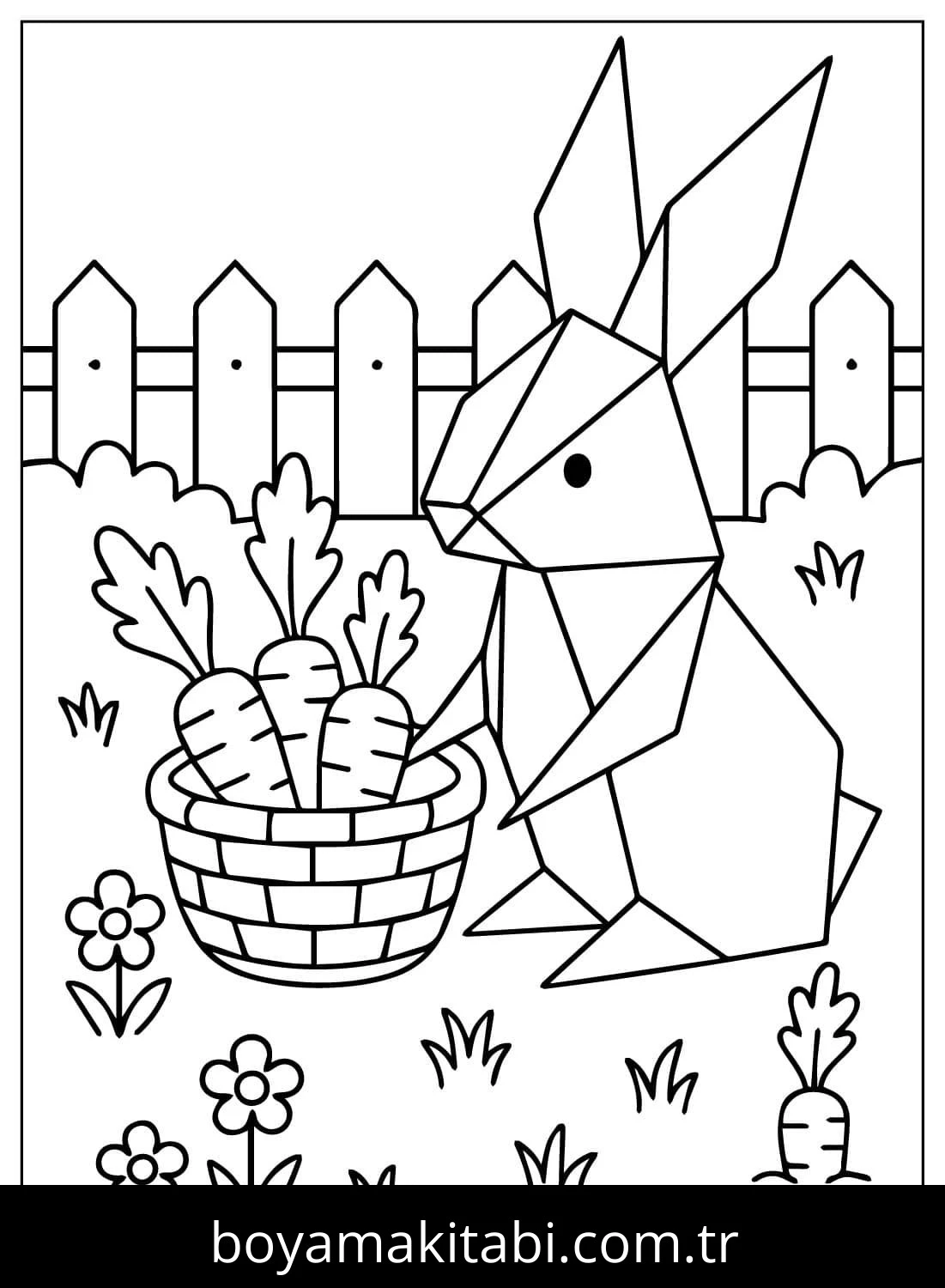 Origami boyama sayfası – sevimli karakter, sanatsal çalışma