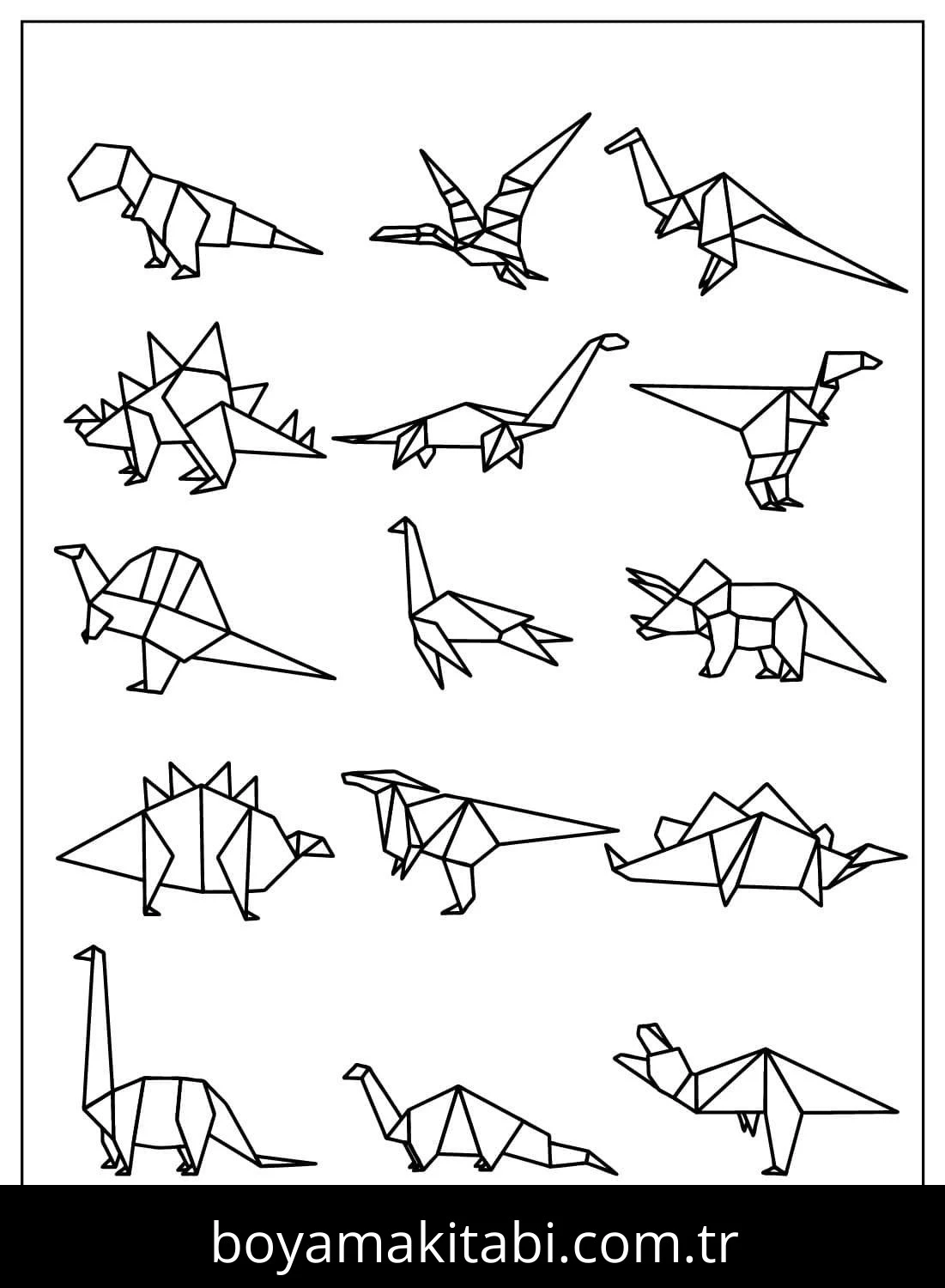 Origami boyama sayfası – keyifli zaman, renkli çizimler