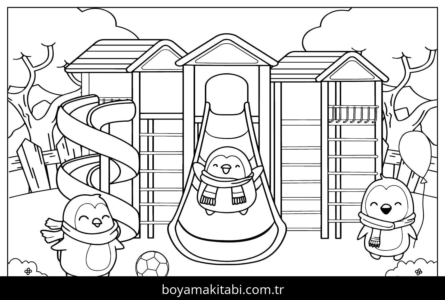 Oyun Parkı boyama sayfası – boyama etkinliği, çocuk aktivitesi