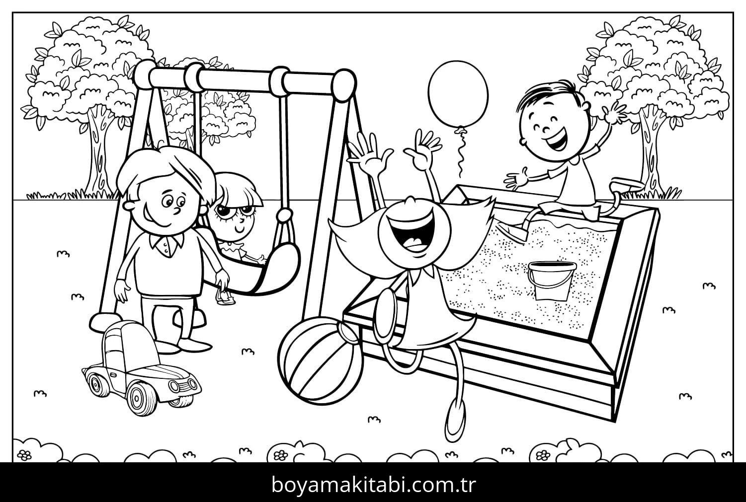Oyun Parkı boyama sayfası – eğitici aktivite, yaratıcılık