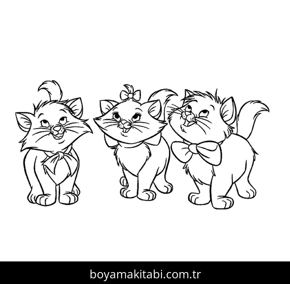 Yavru Kedi boyama sayfası – çizgi film temalı, basit çizim